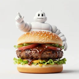 portrait of a super tall michelin - star perfect greasy burger on an amazingly decorated table, professional food photography, captivating, rule of thirds, majestic, octane render, 1 0 mm lens