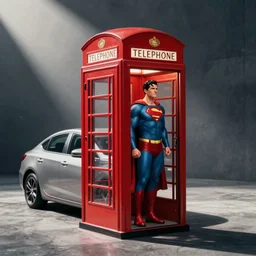 a car that turns into a phone booth complete with it's own superman