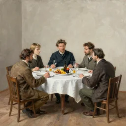 high quality high detail painting by ilya repin, eating dinner off the floor, hd