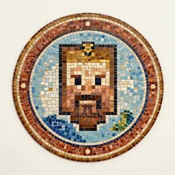detailed logo for a minecraft server in the style of a Roman Mosaic