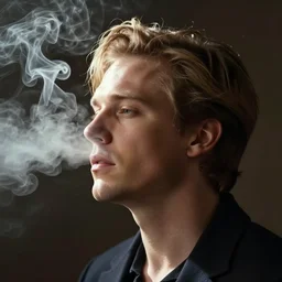 annie liebovitz photo of a man, his head turning into a puff of smoke