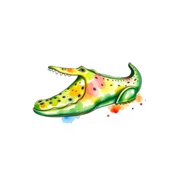 watercolor croc shoe art on white background