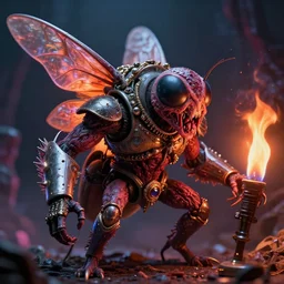 airbrush macro insect god - like viscera, rotting jewelry, armored, syd mead, enric torres, alberto bontempi, feng zu hyper realism, narrative light, neon ember colors, epic, hyper detailed, awe inspiring, award winning horror, torch lighting, hyper realism, cinematical