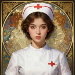 an beautiful female nurse with short sleeves, perfectly-centered-Portrait of a most beautiful woman it the world, intricate, highly detailed, digital painting, artstation, concept art, smooth, sharp focus, illustration, Unreal Engine 5, 8K, art by artgerm and greg rutkowski and alphonse mucha