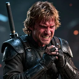 Luke Skywalker in pain and anger deep dark technoir portrait cinematic photo by Leica Zeiss using force in detailed squareenix mcu style 3d unreal trending on artstation deviantart realistic hd by Kubrick and lucas