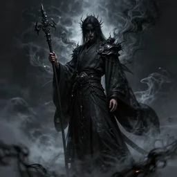 character design oriental mysterious dark mage underworld black smoke atmospherical octane rendering highly detailed volumetric lighting