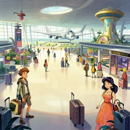 photo cartoon bd illustration comic manga painting of airport environement : 6 fantasy environement, digital painting, volumetric lighting : 1 by adrian ghenie and jenny saville and zhang jingna artist bd enki bilal : 1 0
