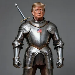 donald trump, knights armor, one broadsword, by hans holdein, donald trumps highly detailed handsome face, two arms, two legs, knights armor