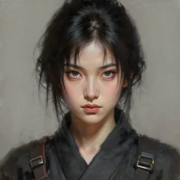 perfectly - centered - portrait of a beautiful female ninja character from dream, extreme close - up shot, intricate, highly detailed, digital painting, loose brush strokes, artstation, concept art, smooth, sharp focus, illustration, realism, oil painting, unreal engine 5, 8 k, art by hajime sorayama
