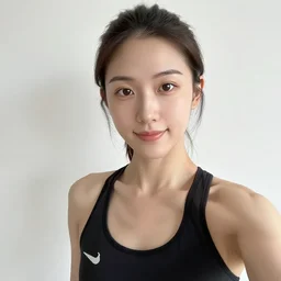 Meg Kimura, personal trainer, selfie, photorealistic, trending on instagram
