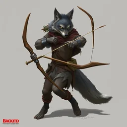 a medieval anthropomorphic werewolf archer with a fluffy tail as a dnd character, trending on artstation, cgsociety
