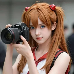 Asuka Langley Soryu but as a real European girl, porcelain skin, award winning photography, sigma 85mm Lens F/1.4, perfect faces