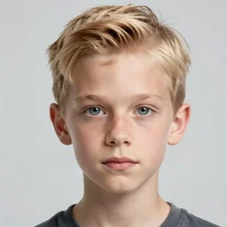 portrait of 1 5 - year - old boy, a tall, slender boy with a pale, pointed face, sleek blond hair, and ice grey eyes, wearing in shirt, hyper realistic face, beautiful eyes, character art, art by mark brooks, hyperdetailed, cryengine, trending on artstation, digital art