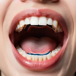 color studio photo of an impossible human mouth teeth, optical illusion