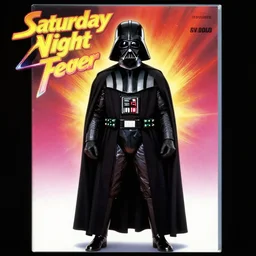 of Darth Vader standing in the same position of John Travolta on the cover of Saturday Night Fever, 4k