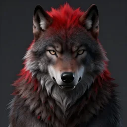 portrait of a anthropomorphic black male wolf with red hair in star citizen, hyper detailed, digital art, trending in artstation, cinematic lighting, studio quality, smooth render, unreal engine 5 rendered, octane rendered, art style by pixar dreamworks warner bros disney riot games and overwatch.