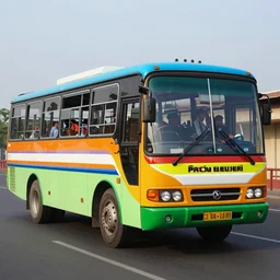 a luminescent colorful indian bus by paolo eleuteri serpieri and tomer hanuka and chesley bonestell and daniel merriam and tomokazu matsuyama, unreal engine, high resolution render, featured on artstation, octane, 8 k, highly intricate details, vivid colors, vector illustration
