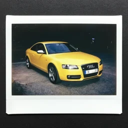 old polaroid shots of a yellow audi