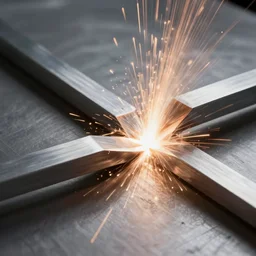 high-speed camera picture of steel splitting light