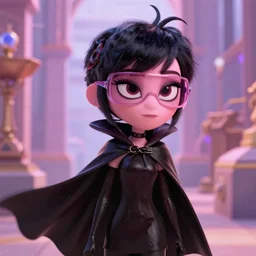 an edgy Edna Mode wearing a cape, Pixar (2018)