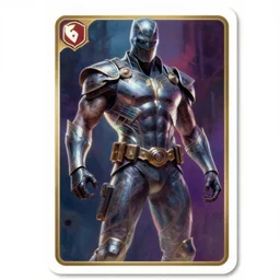elegant hyper realistic concept art full body portrait painting, trading card game art, master piece, of a translucent muscular dark gritty superhero vigilante, wearing a modern ornated armor, vivid color scheme, scary atmospheric lighting, in the style of cristian sauret