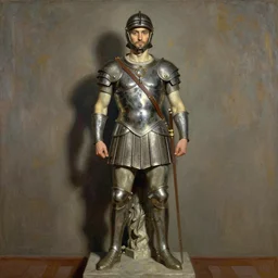 rome warrior standing altar of sacrifice by vasnetsov rutkowski mucha hyperrealism very detailed masterpiece shadows symmetrical eyes well proportioned balanced