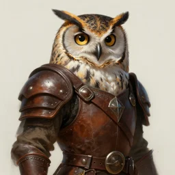 a detailed portrait of an owl wind sorcerer dressed with a leather armor, by justin gerard and greg rutkowski, digital art, realistic painting, dnd, character design, trending on artstation