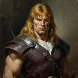 portrait of conan the barbarian, painting by ralph mcquarrie
