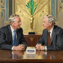 bernie sanders and eugene v. debs having a meeting, oil painting, cinematic, art deco, award winning, masterpiece, trending on artstation, 8 k