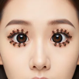 a face with eyes made of many ants
