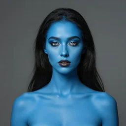 portrait of a blue skinned beautiful girl by Vanessa Beecroft
