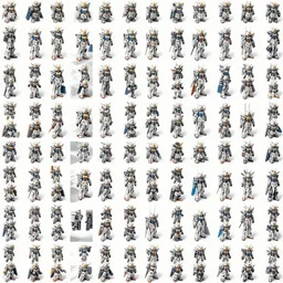 thousands of mbg aligned in a grid, isometric, 8 k resolution