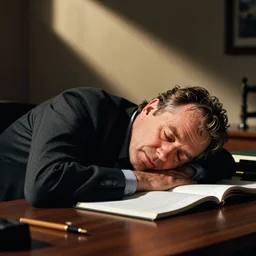 ron howard sleeping at his desk. lazy, good for nothing. widely disliked, loathed, unwanted
