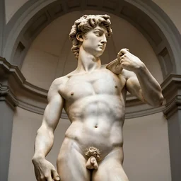handsome squiddy statue by Michelangelo in Florence 4k
