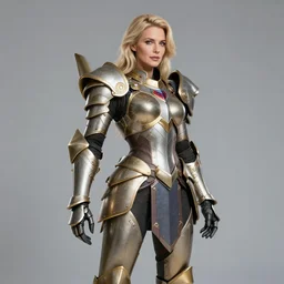 studio portrait of lawful good colorful female holy mecha paladin absurdly beautiful, elegant, mature blonde attractive gravure idol, ultrafine hyperrealistic detailed face illustration by kim jung gi, highly detailed faces, intricate linework, sharp focus, bright colors, matte, octopath traveler, unreal engine 5 highly rendered, global illumination, radiant light, intricate environment