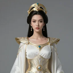 portrait of the powerful empress of the solar system in the style of luis royo and in the style of edmund blair leighton. glowing, ornate and intricate linework, sharp focus, depth of field, stunning, dynamic lighting, ultrafine and hyperdetailed.