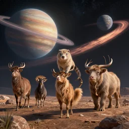 animals on another planet, photorealistic, 4 k