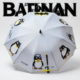 designer umbrella collection designed by the Penguin from Batman, Magazine Photo
