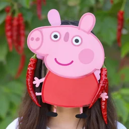 head hot chilli peppers with peppa pig's mask