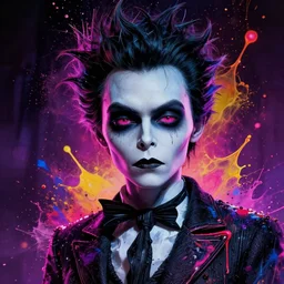 splashes of neon, punk portrait made out of paint, trending on artstation, epic composition, emotional, beautiful, rendered in octane, highly detailed, realistic, tim burton comic book art, sharp focus
