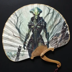 big fantasy alien fan, concept art, magnified fan, by greg rutkowski