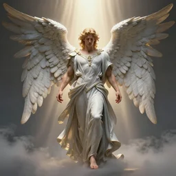 the arch angel of time, male, full body art, angel, angelic, symmetry, powerful, divine, photo realism, digital art, hyper realistic, ultra - realistic, 8 k, god rays, unreal engine 5.
