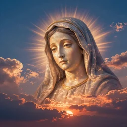 beatuiful sunset clouds made from ghostly virgin mary face