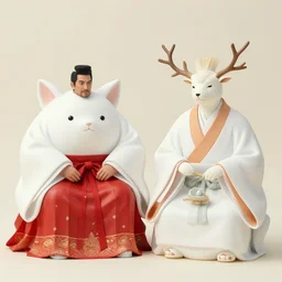 daikokuten and ebisu, surreal photography, by james jean, by rossdraws, frank franzzeta, mcbess