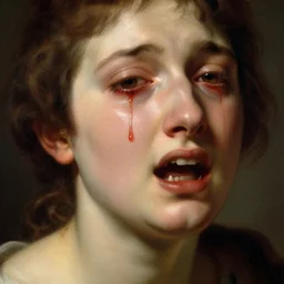 A masterpiece head and shoulders portrait of with fangs crying tears of red blood by William Adolphe Bouguereau 1n 6