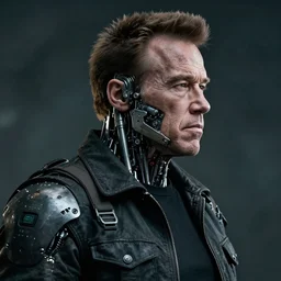 a rugged engineer schwarzenegger with cybernetic enhancements, terminator t 8 0 0, scifi character portrait by greg rutkowski, esuthio, craig mullins, 1 / 4 headshot, cinematic lighting, dystopian scifi gear, gloomy, profile picture, mechanical, half robot, implants, steampunk