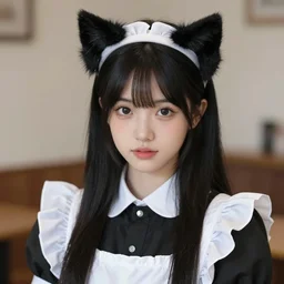 realistic beautiful gorgeous natural cute fantasy girl black hair cute black cat ears beautiful eyes in maid dress art drawn full HD 4K highest quality in artstyle by professional artists WLOP, Taejune Kim, JeonSeok Lee, ArtGerm, Ross draws, Zeronis, Chengwei Pan on Artstation