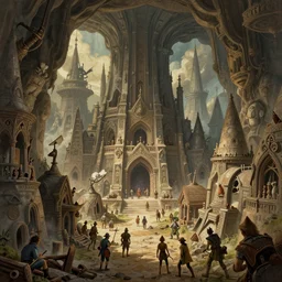long forgotten busy dwarven tunnel city metropolis drawing by chiara bautista karl kopinski kim jung giu and weta studio, and lucasfilm and jesper ejsing and norman rockwell greg rutkowski frank frazzeta