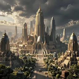 artificial natural ancient futuristic city panorama photography