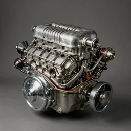 Realistic still life of a Jaguar XK straight six engine, by Henri Fantin-Latour, 1866,
